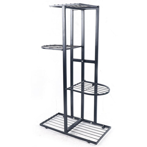 4-tier Iron Display Rack with Shelves for 5 Potted Plants