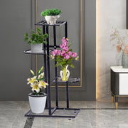 4-tier Iron Display Rack with Shelves for 5 Potted Plants