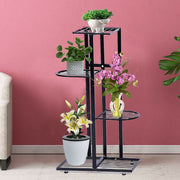 4-tier Iron Display Rack with Shelves for 5 Potted Plants