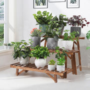 3 Tier Wooden Ladder Style Slatted Plant Shelving Stands